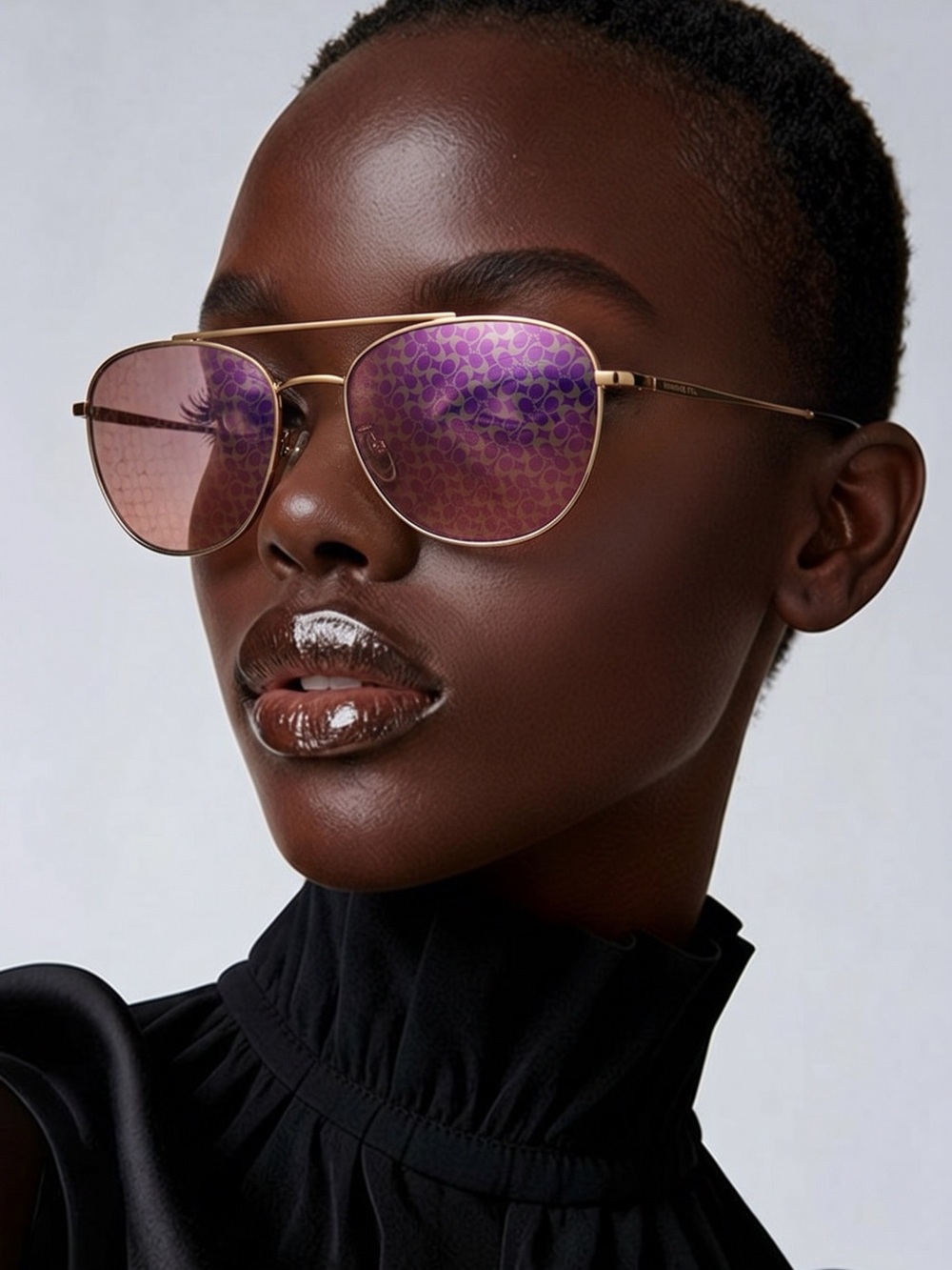 NEW Coach HC7107 Aviator Sunglasses - Shiny Rose Gold/Silver